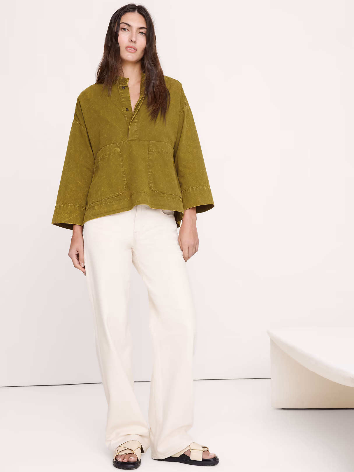 Banana Republic — COTTON POPOVER TOP
