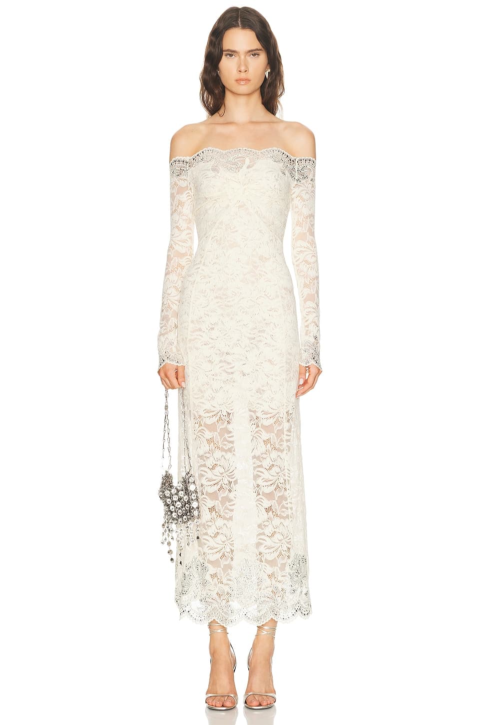 Rabanne — Studded Off Shoulder Maxi Dress